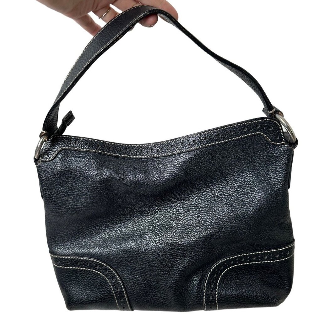 Dooney & Bourke Vintage Black Pebbled Leather Shoulder Bag Handbag with Tassel - Picture 2 of 4